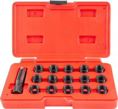 Thorvik SRTRK14125 Набор для восстановления резьбы свечного отверстия М14х1.25, 16 предметов SRTRK14125